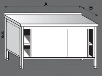 Pracovní stůl 1000x700x850mm s posuvnými dvířky, skříňový